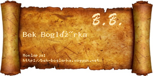 Bek Boglárka névjegykártya